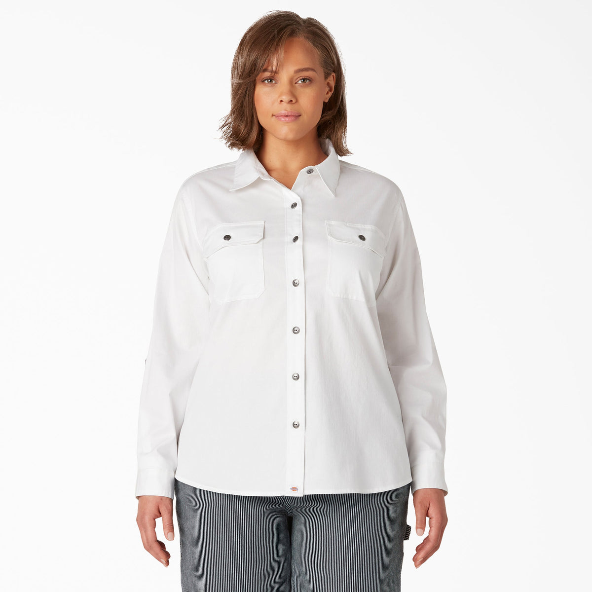 Women's Plus Long Sleeve Roll-Tab Work Shirt