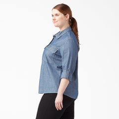 Women's Plus Chambray Roll-Tab Work Shirt