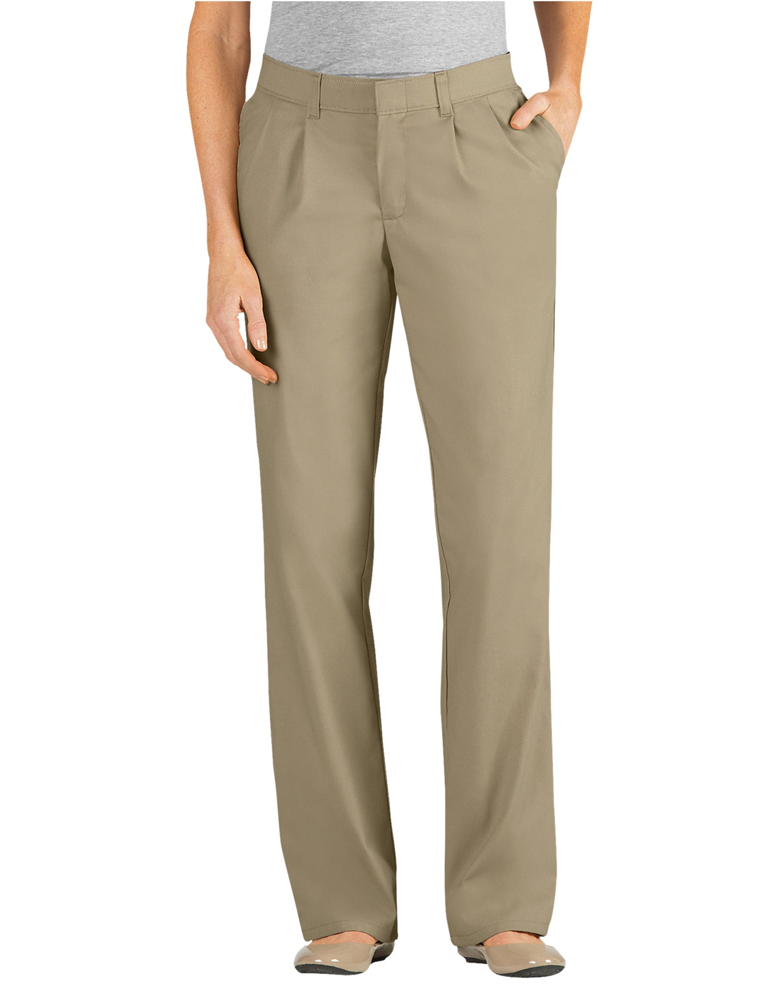 Women's Relaxed Fit Straight Leg Pleated Front Pants