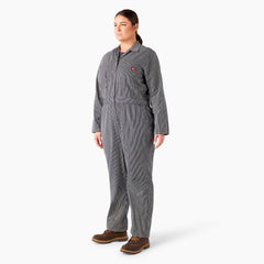 Women's Plus Relaxed Fit Long Sleeve Hickory Stripe Coveralls