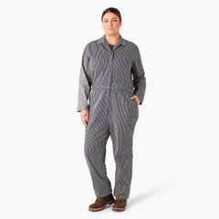 Women's Plus Relaxed Fit Long Sleeve Hickory Stripe Coveralls