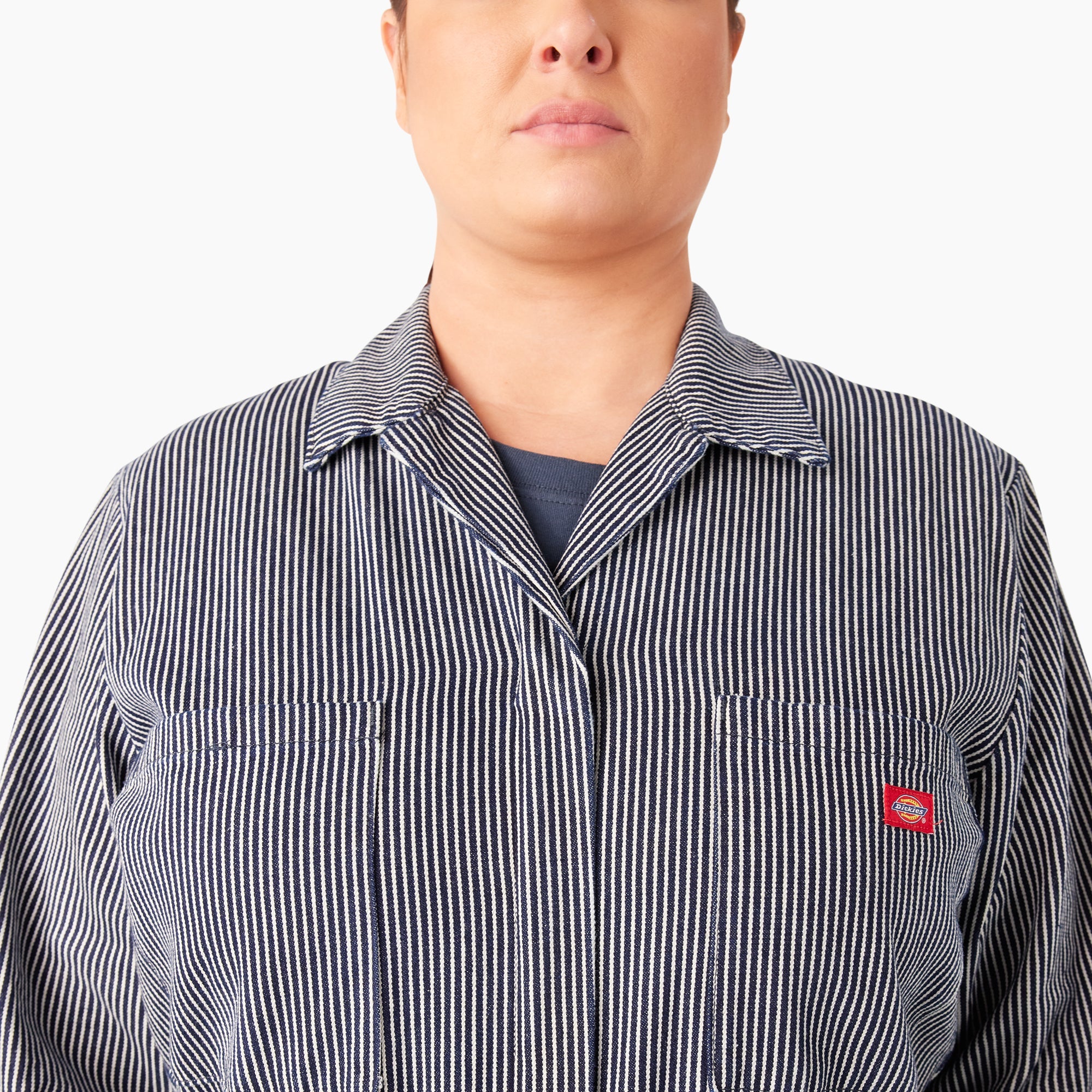 Women's Plus Relaxed Fit Long Sleeve Hickory Stripe Coveralls