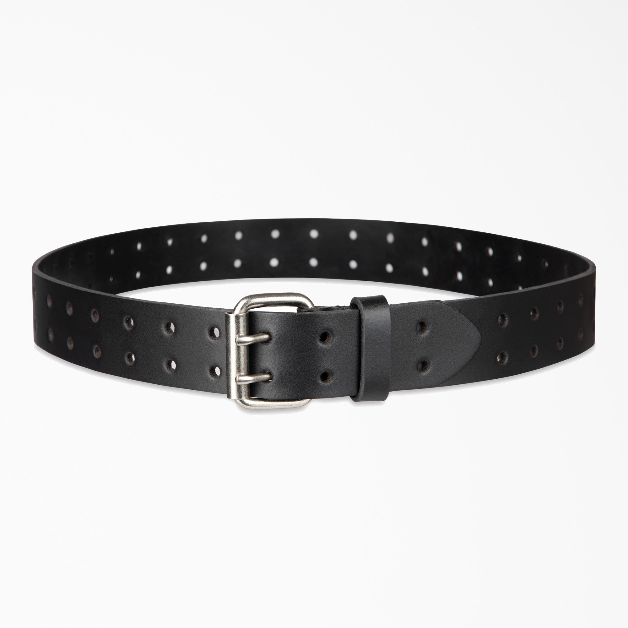 Perforated Leather Double Prong Buckle Belt