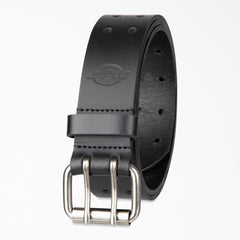 Perforated Leather Double Prong Buckle Belt