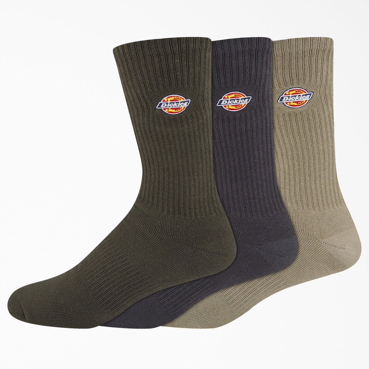 Dickies Embroidered Crew Socks, Size 6-12, 3-Pack