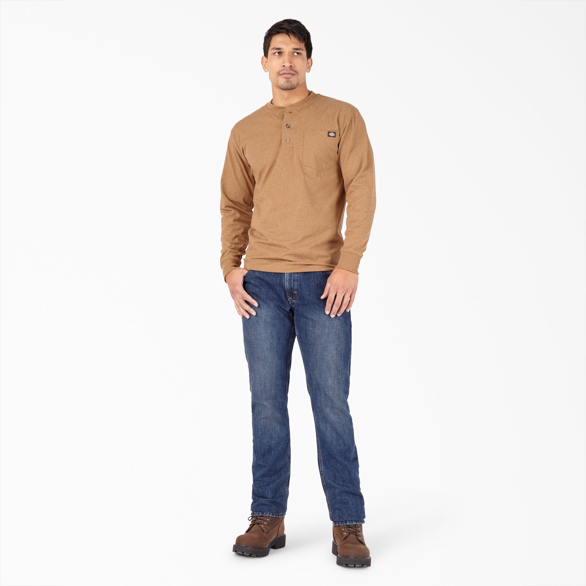 Heavyweight Heathered Long Sleeve Henley T-Shirt
