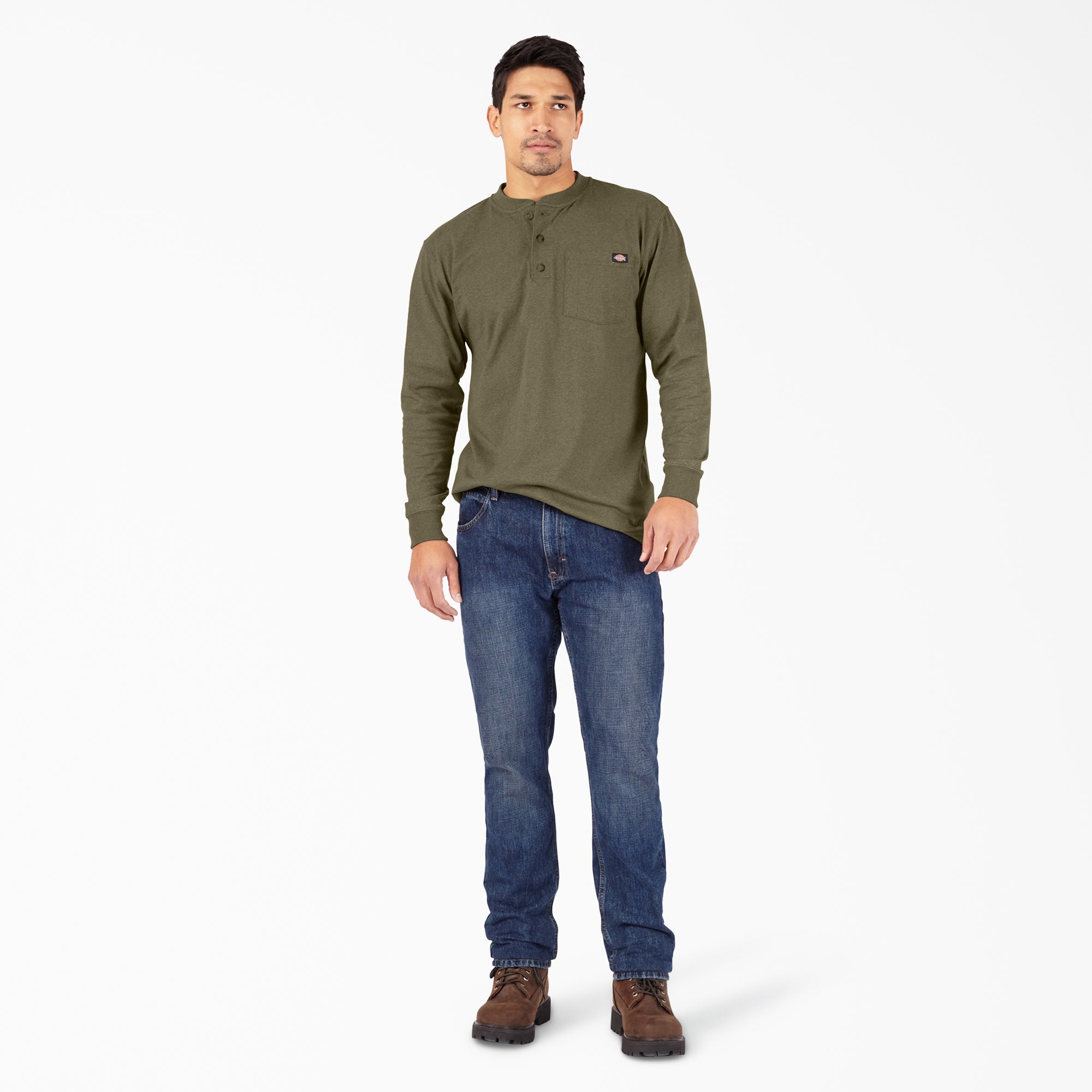 Heavyweight Heathered Long Sleeve Henley T-Shirt