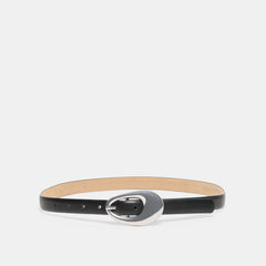 ORGANIC OVAL BUCKLE BELT BLACK SILVER