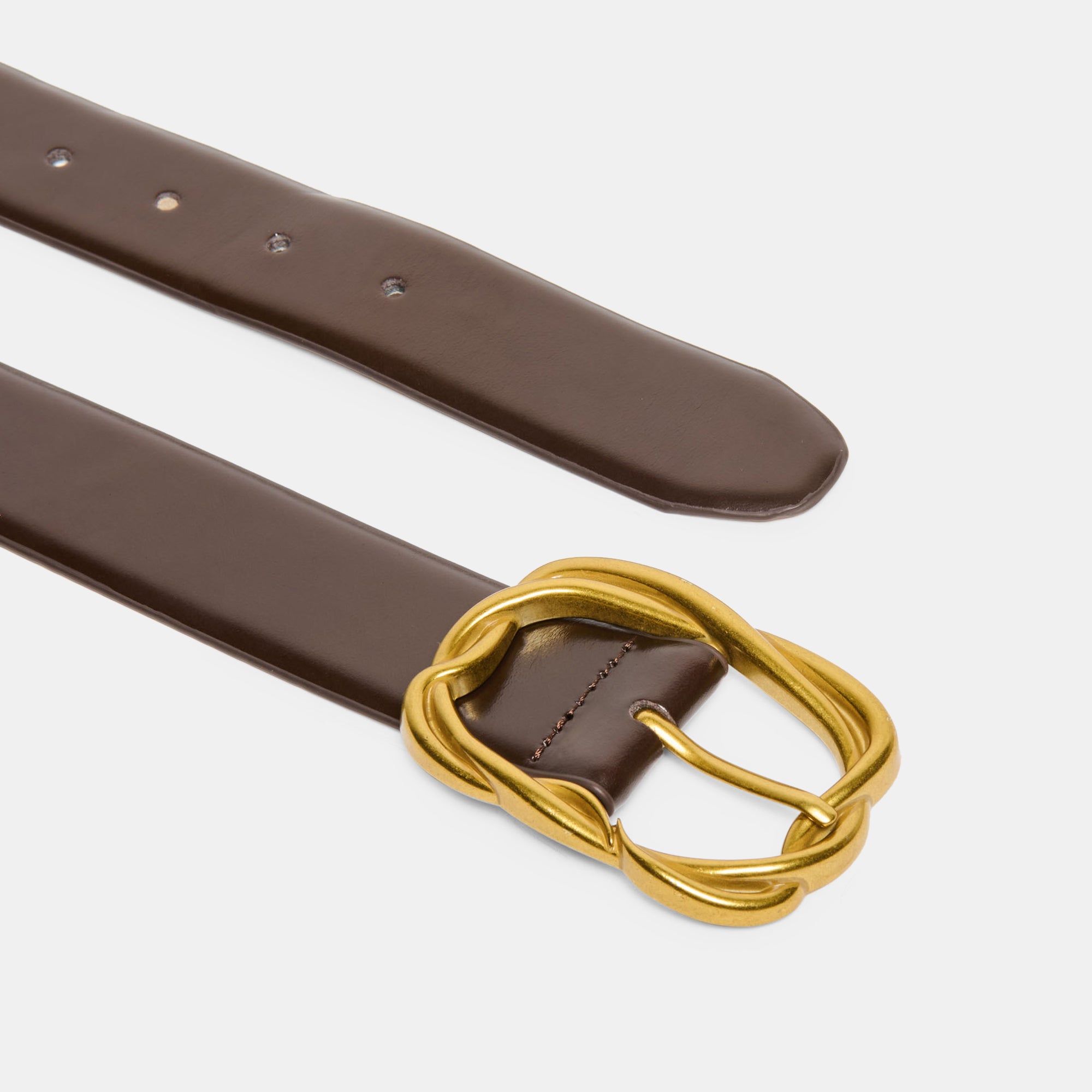 BRAIDED BUCKLE BELT MAHOGANY GOLD