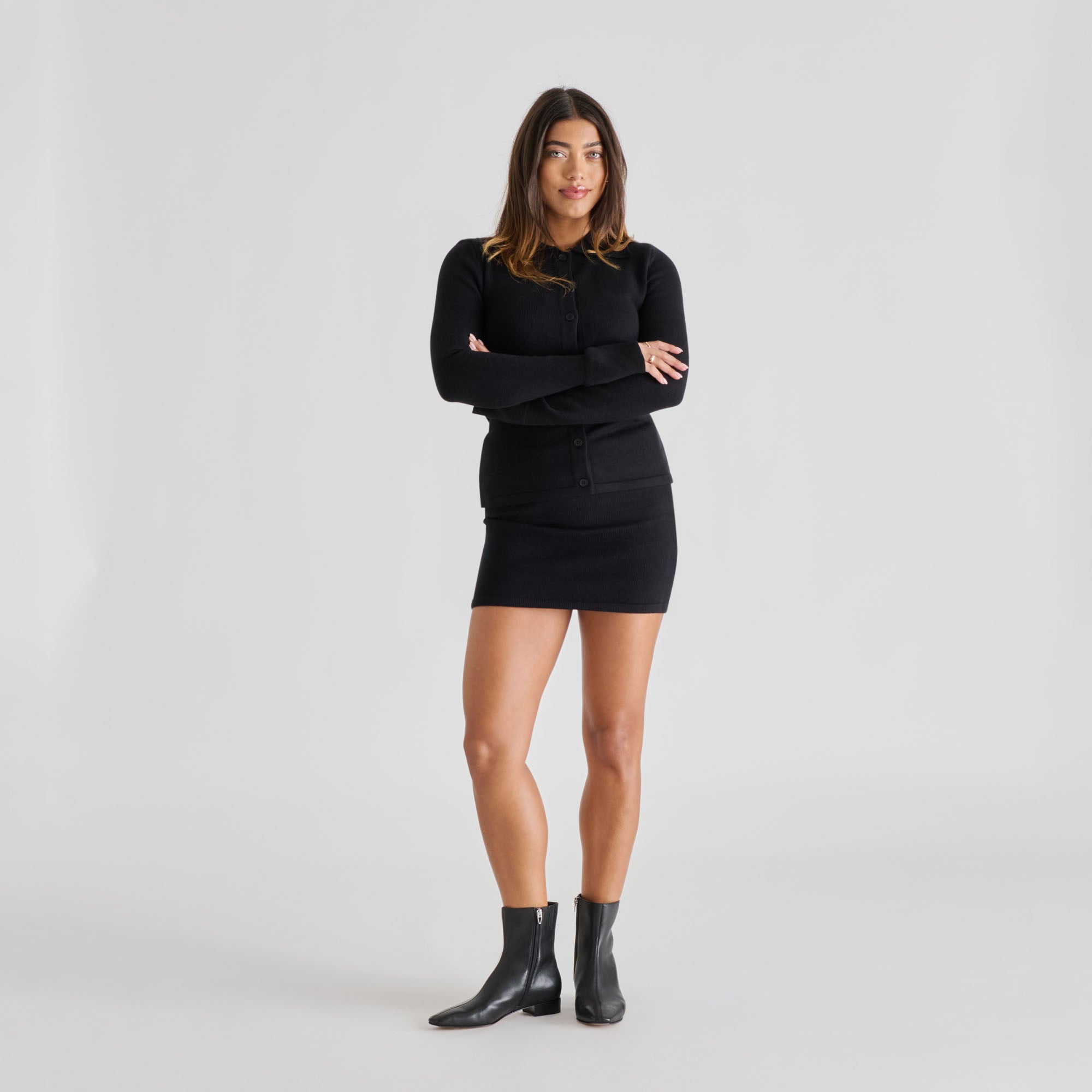 TARINE BOOTIES BLACK LEATHER