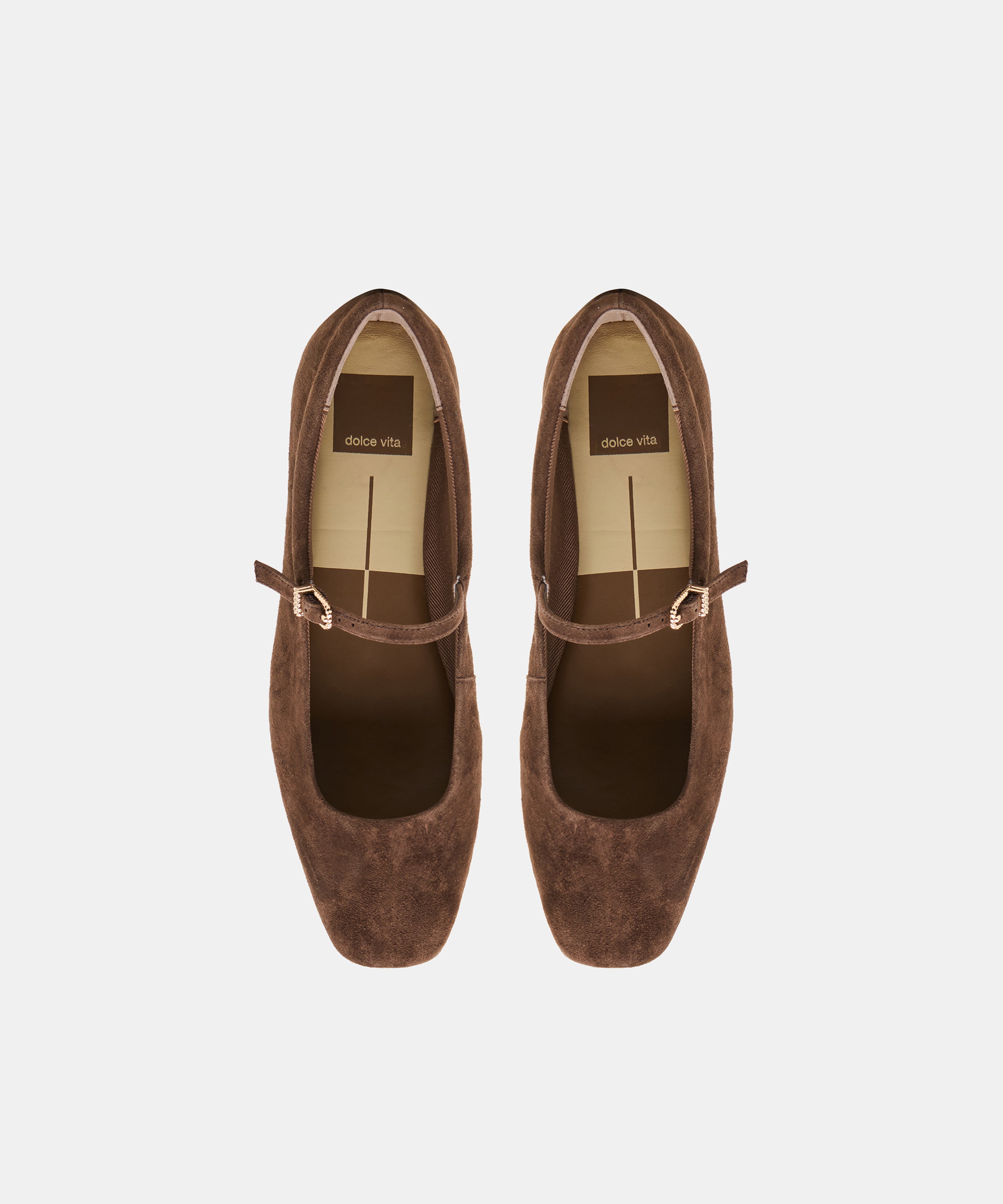 REYES WIDE BALLET FLATS DK BROWN SUEDE