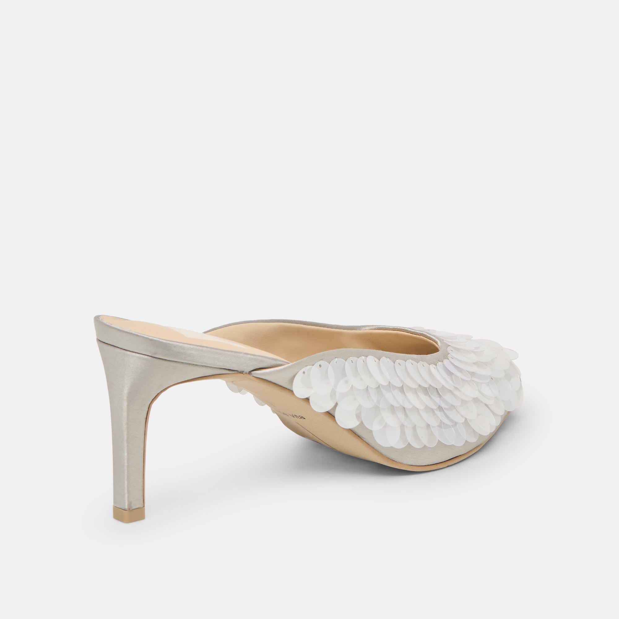 SAMARY CONFETTI HEELS SILVER SATIN