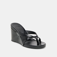 HELAN WEDGES BLACK LEATHER