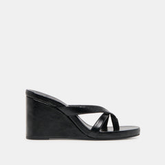 HELAN WEDGES BLACK LEATHER