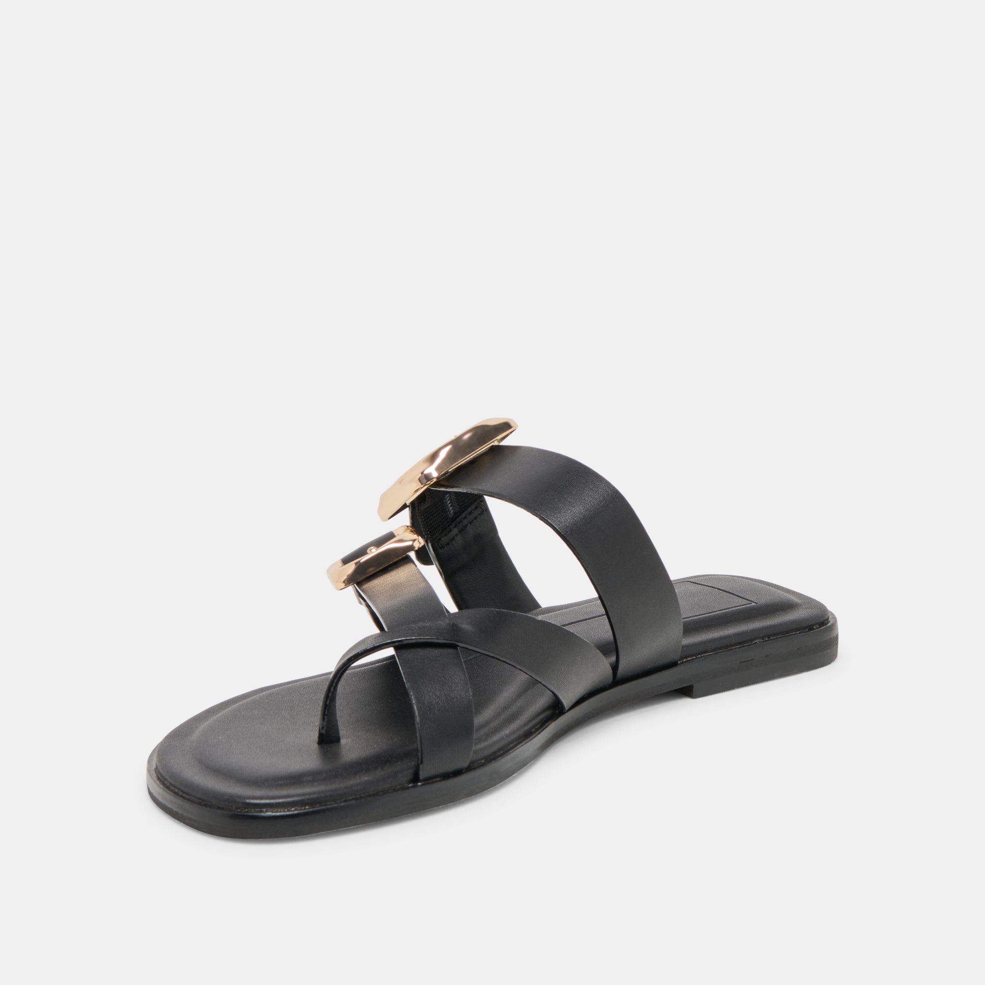 SHORE SANDALS BLACK LEATHER
