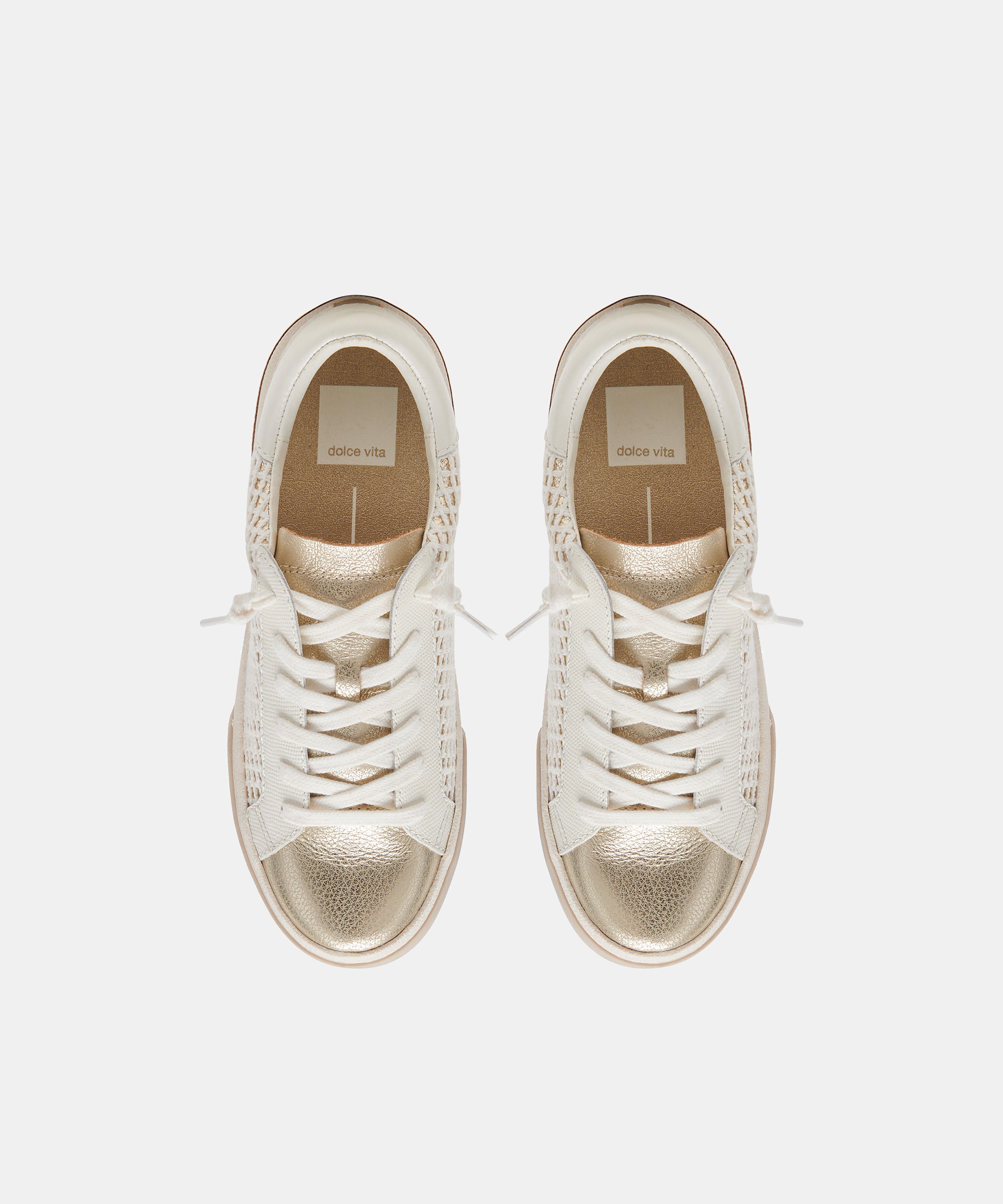 ZINA WIDE SNEAKERS BONE GOLD WOVEN