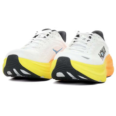 Bondi 9 Wide Mens Running Shoes White/Neon Tangerine